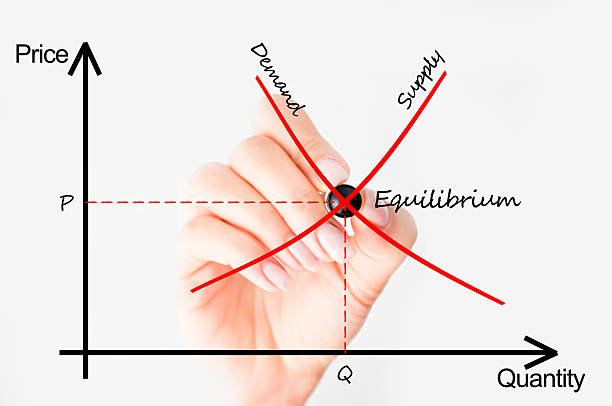 Supply and demand graph stock photo
