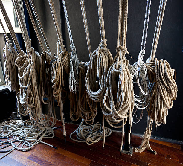 cabos de suporte para espectáculos de teatro - ropes backstage theater imagens e fotografias de stock