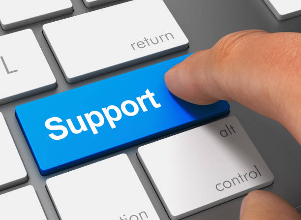 support pushing keyboard with finger 3d illustration stock photo