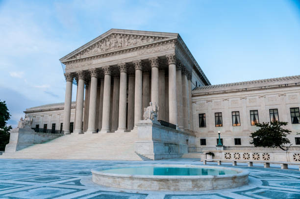 Supreme Court Buidling and Fountain stock photo