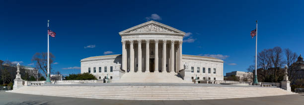 Supreme Court of the United States I A panorama picture of the Supreme Court of the United States' front facade. supreme court stock pictures, royalty-free photos & images