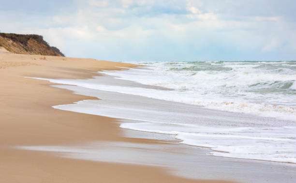 Surf and Beach along the Cape Cod National Seashore Nauset Beach, Cape Cod National Seashore, Massachusetts cape cod stock pictures, royalty-free photos & images