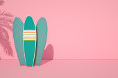 istock Surfboard, Minimal Summer Holiday Travel Background 1330319996