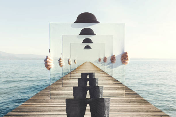 surreal enigmatic picture on canvas stock photo