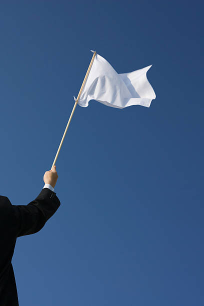 身–ホワイトの旗を振る - 白旗 ストックフォトと画像