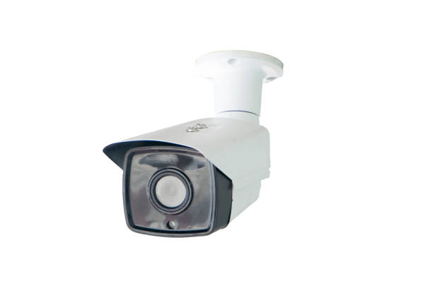 CCTV surveillance camera isolated on white background.Security camera system with clipping path stock photo