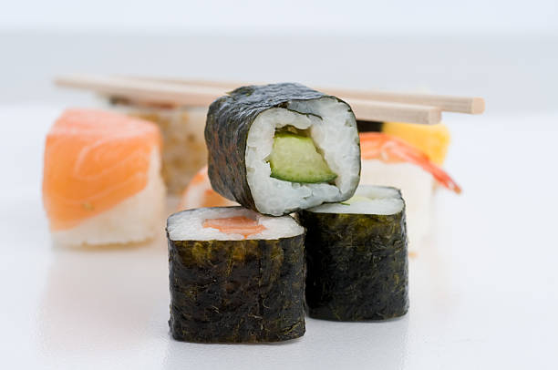 sushi rolls stock photo
