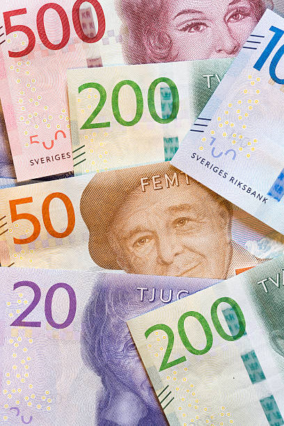 swedish currency close up - svenska pengar bildbanksfoton och bilder