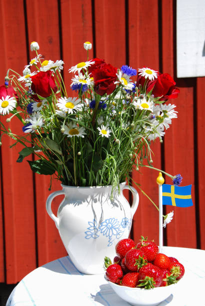 Swedish summer decorations stock photo