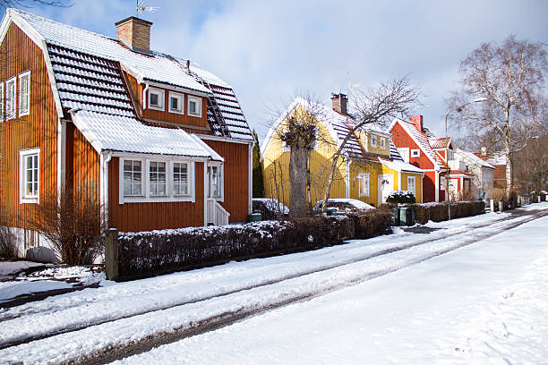 swedish village houses - villa sverige bildbanksfoton och bilder