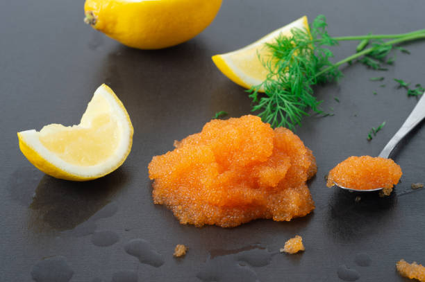 Swedish Whitefish Roe Swedish whitefish roe, lemon and dill. roe stock pictures, royalty-free photos & images