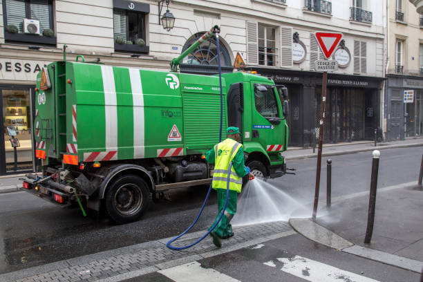 Sweeper Car in the streets of Paris stock photo