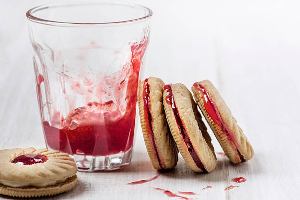 Sweet cookies with jam stock photo