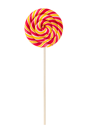 Sweet Lollipop With Yellow And Red Stripes Stock Photo - Download Image ...