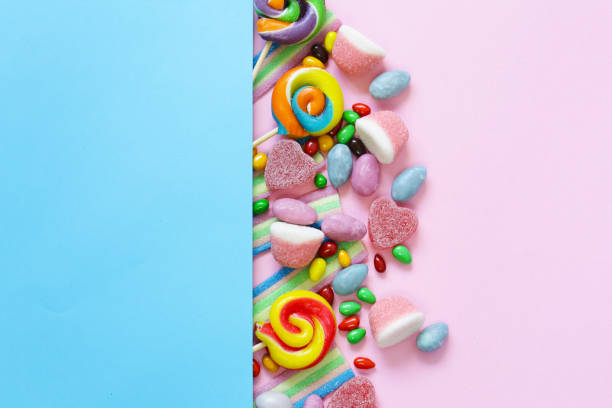 Sweet multicolored dragées candy and jelly sweets Sweet multicolored dragées candy and jelly sweets candy jar stock pictures, royalty-free photos & images