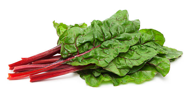 Swiss chard Swiss chard on white background chard stock pictures, royalty-free photos & images