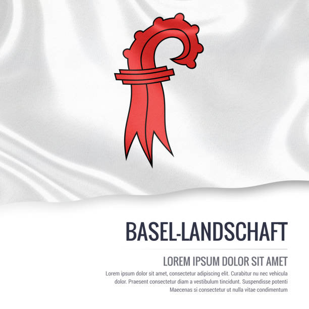 Switzerland state Basel-Landschaft flag waving on an isolated white background. State name and the text area for your message. 3D illustration. Switzerland state Basel-Landschaft flag waving on an isolated white background. State name and the text area for your message. 3D illustration. basel landschaft canton stock pictures, royalty-free photos & images