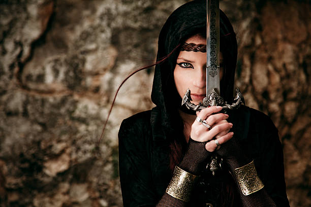 Swordswoman stock photo