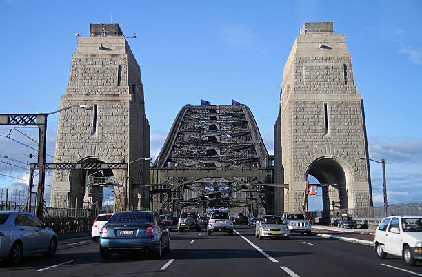 Sydney Harbour bridge's traffic stock photo