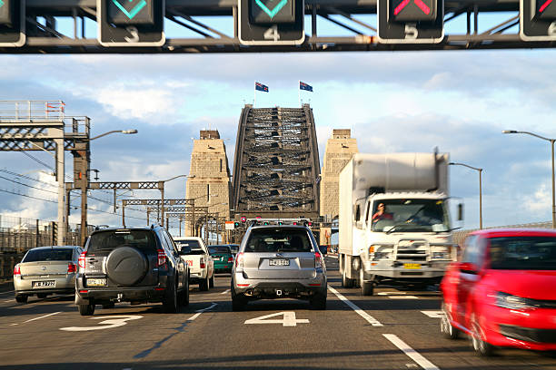 Sydney Harbour bridge's traffic stock photo