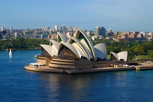 Sydney Opera House aerial view from harbour bridge stock photo