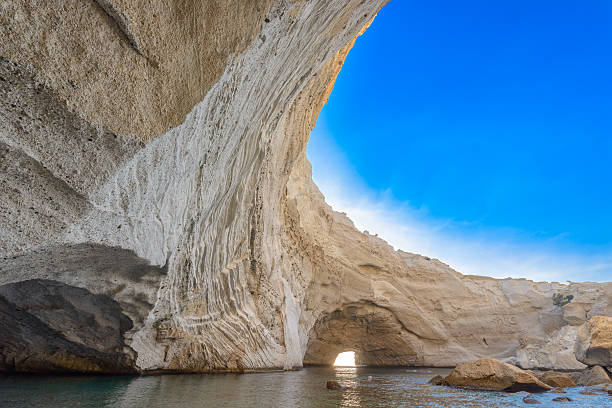 Sykia Cave at Melos Island, Greece stock photo
