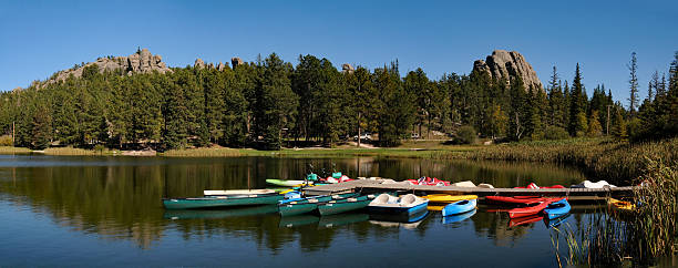 sylvan lake panorama - south dakota landscape stock-fotos und bilder