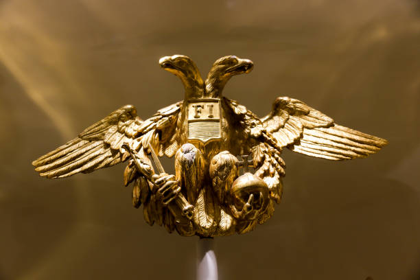 Symbol of the power of the emperor in Vienna - the Austrian double-headed eagle stock photo