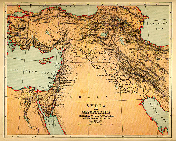 syria and mesopotamia retro map  mesopotamian stock pictures, royalty-free photos & images