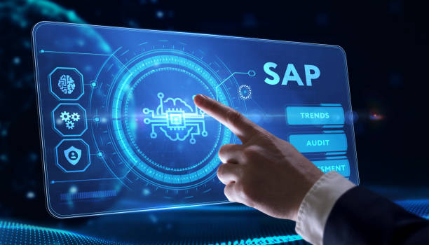 SAP System Software Automation concept on virtual screen data center. Business, modern technology, internet and networking concept. stock photo