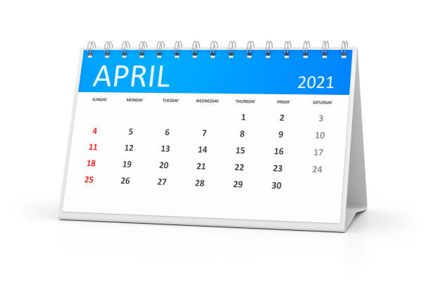 table calendar 2021 april a table calendar for your events 2021 april 3d illustration april stock pictures, royalty-free photos & images