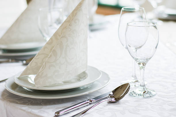 Table set for an event party or wedding reception stock photo