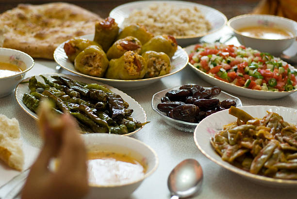 Table set with Ramadan food in Istanbul Turkey  ramadan food stock pictures, royalty-free photos & images