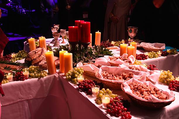 Table Setting At A Medieval Feast stock photo