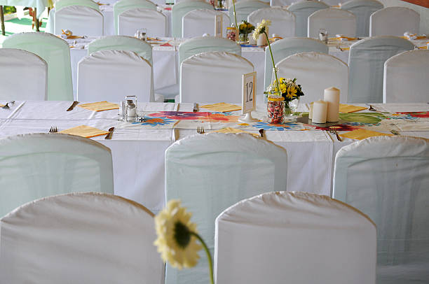 Table setting for an wedding reception stock photo