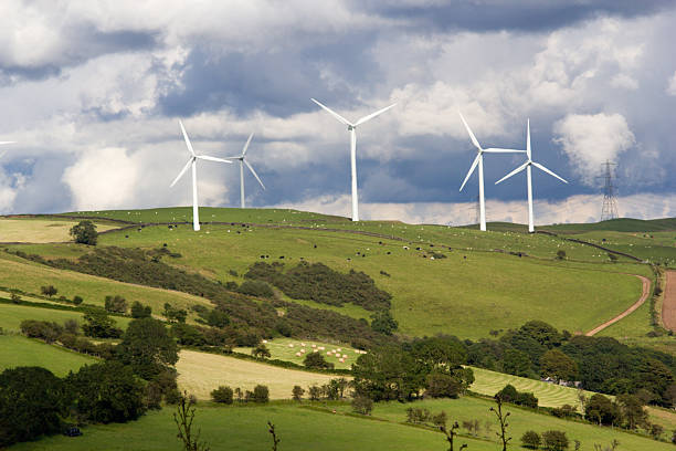 Taff Ely Wind Farm in Wales, UK stock photo