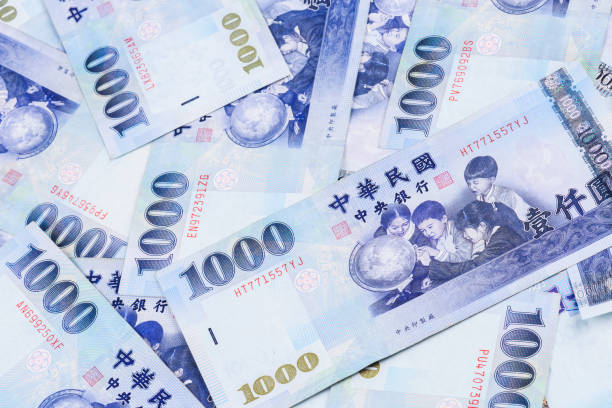Taiwanese banknotes isolated on white background stock photo