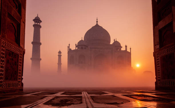 Taj Mahal at Sunrise stock photo