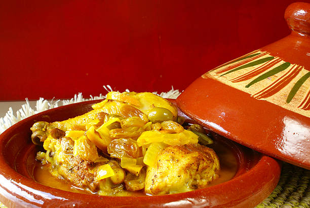 Tajine with Moroccan chicken stock photo