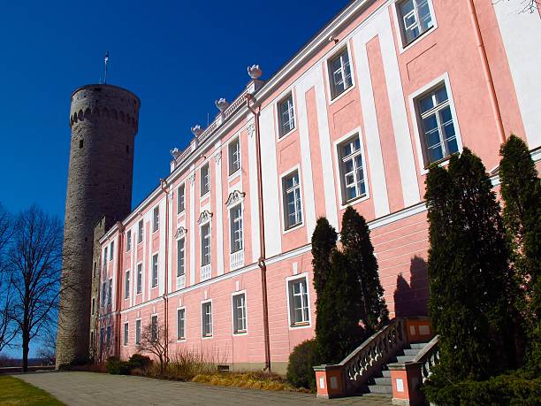 Tallinn Estonia Pikk Hermann Tower and Toompea Palace stock photo