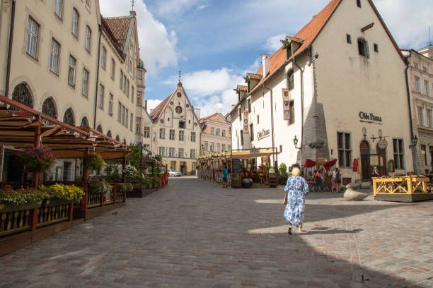 Tallinn old town street stock photo