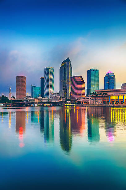 Tampa Downtown Skyline with Skyscraper Reflection stock photo