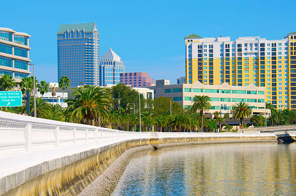 Tampa Florida skyline viewed from Bayshore Blvd. stock photo