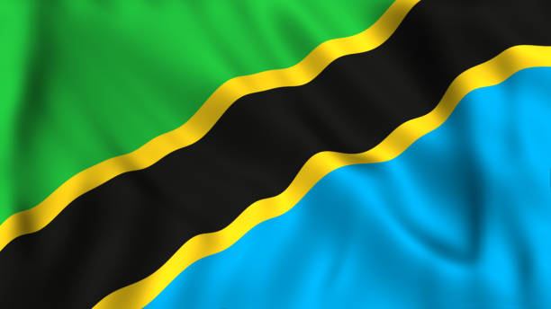 tanzania flag waving symbol - tanzania object imagens e fotografias de stock