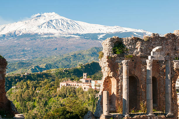 Taormina theater  mt. etna stock pictures, royalty-free photos & images