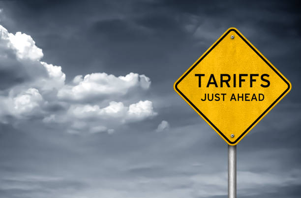 Tariffs - just ahead stock photo