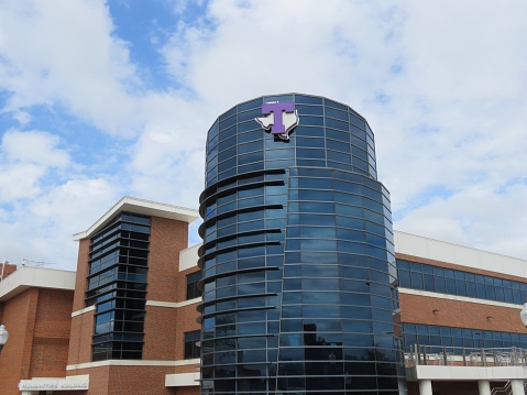 Stephenville, Texas, USA – March 1, 2021: Tarleton State University, a member of Texas A&M University public system, has its main campus in Stephenville, Texas.