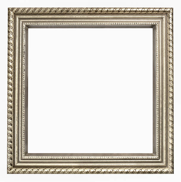 Tarnished Silver Square Picture Frame.  Isolated on White Clipping Path A background image made from a sterling silver or pewter square picture frame.  Isolated on White with Clipping Path. silver colored photos stock pictures, royalty-free photos & images