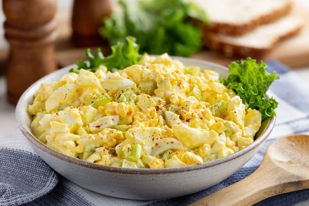Tasty Egg Salad in a Bowl stock photo