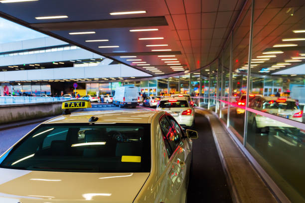 taxi station at the airport Cologne Bonn, Germany stock photo